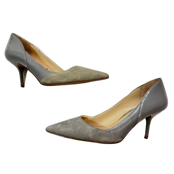 Zara heels Women's 37 US 6.5 gray suede pointy toe - Picture 5 of 11